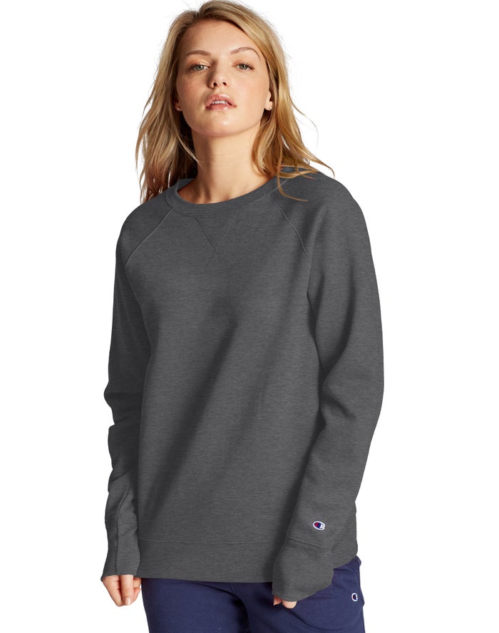 Champion Sweatshirt Dames - DonkerGrijs - Powerblend Fleece Classic Crew ( 056739-JXV )